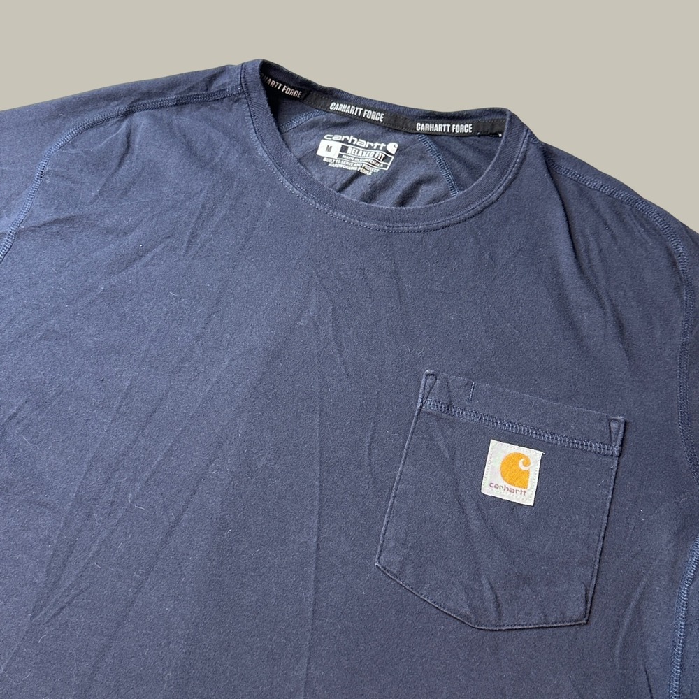 Carhartt T-Shirt Mens M TK4616-M Relaxed Fit Navy Blue Force Pocket Tee